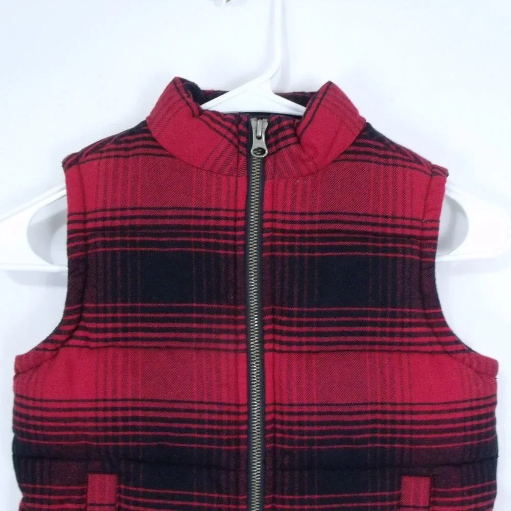 Gymboree Red Black Plaid Puffer Vest 3T